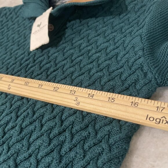 Hope & Henry Sweater Boys XL Green Organic Cotton Cable Knit Mockneck New Tags - Picture 5 of 7